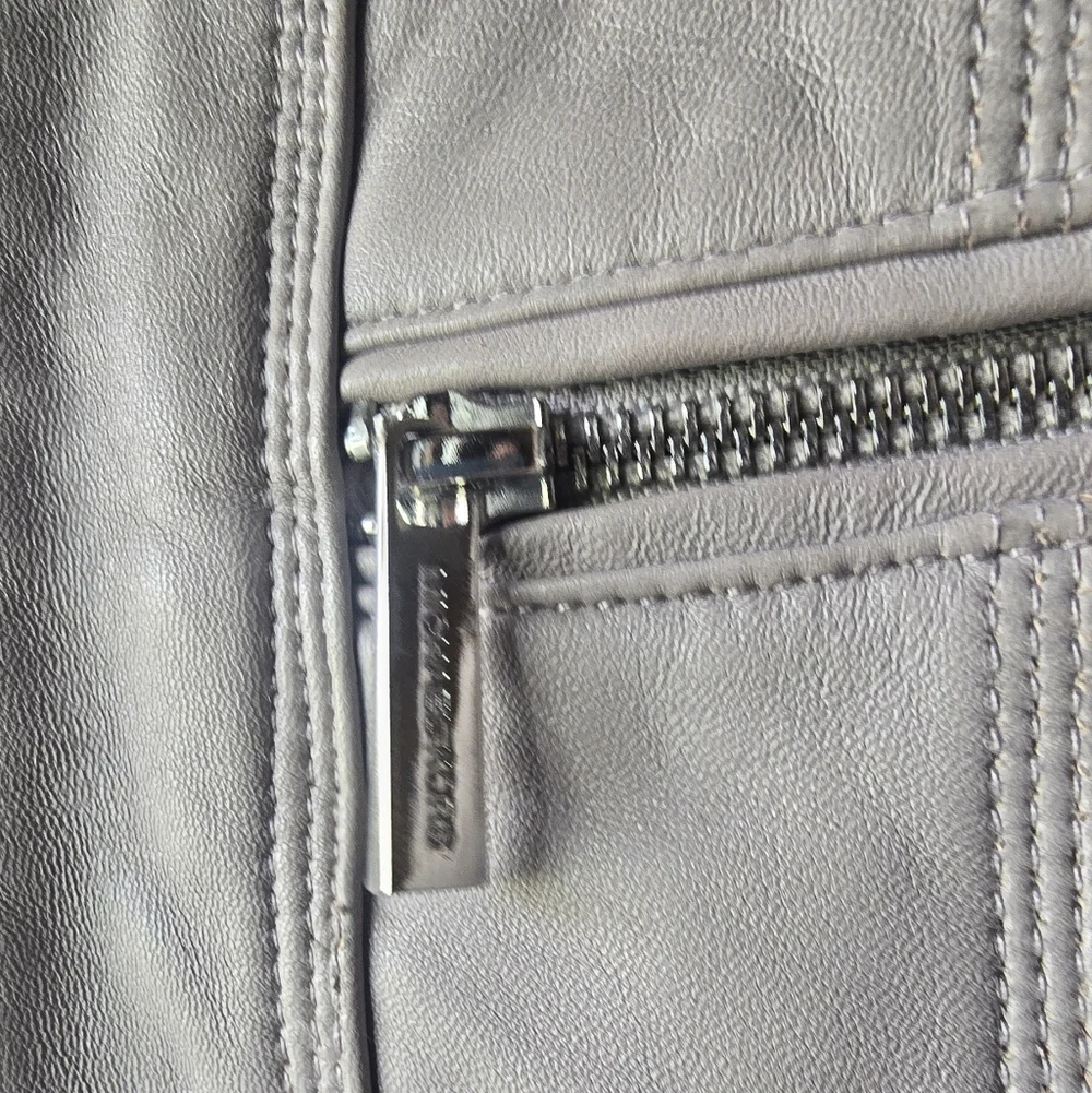 Michael Kors Leather Jacket Light Pearl Gray Glove Soft XS $450